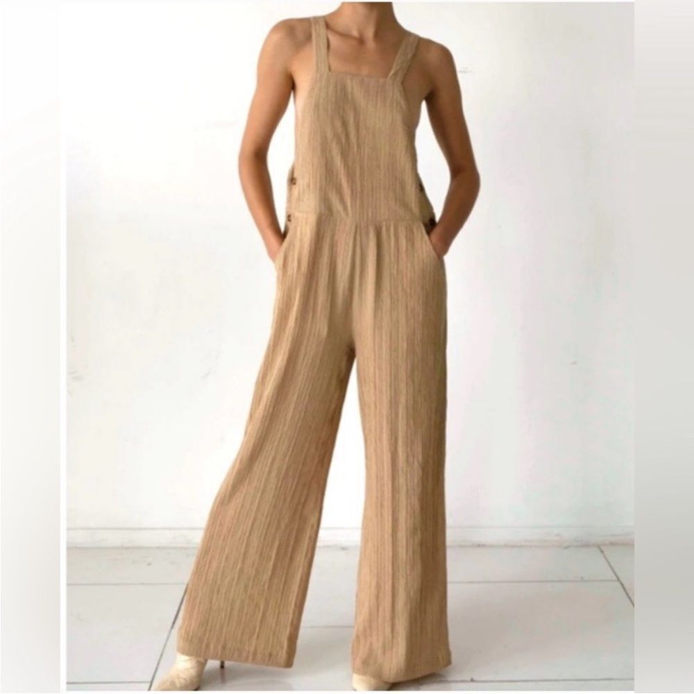 THE RANGE $350 RIPPLE GAUZE OVERALLS